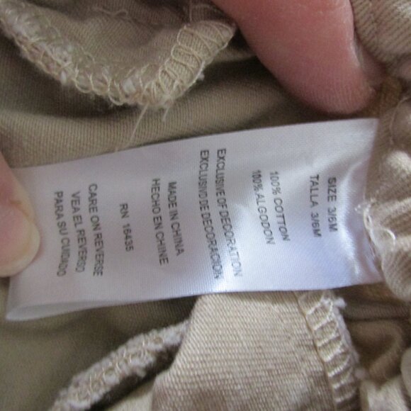 2 Pc Button Up Shirt Pants Outfit Boys Size‎ 3-6M Tan Plaid Long Sleeve Khaki - Picture 9 of 10